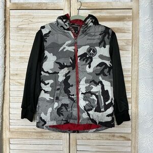 Jordan Black and Gray Camouflage Puffer Jacket